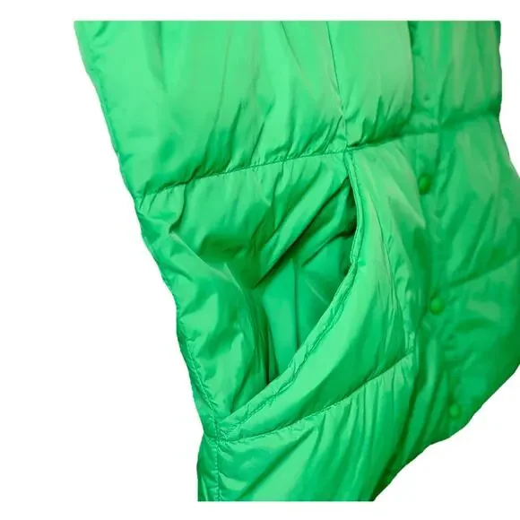 Lands End Y2K Women XL Size 18-20 Kelly Green Goosedown Quilted Puffer Vest Snap - Picture 4 of 8